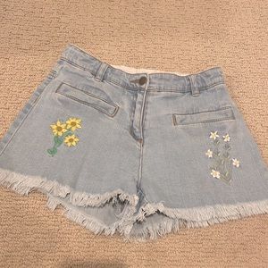 Stella McCartney Kids embroidered cut off denim jean shorts girls sz 12